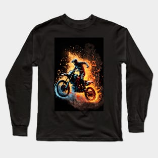 Dirt Bike With Flames Long Sleeve T-Shirt